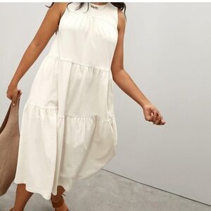 EverLane The Weekend Tiered Midi Dress size M like new condition